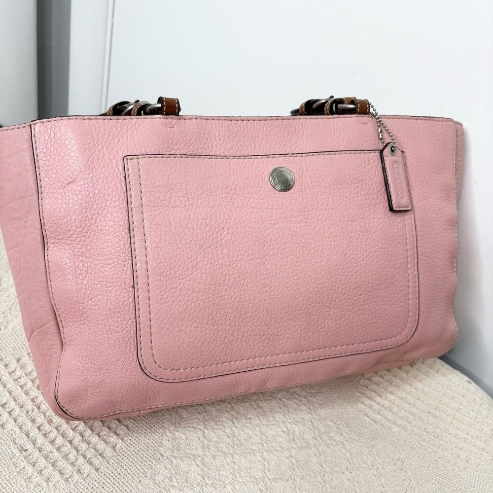 Coach Chelsea East West Leather Shoulder Bag Tote F10892 Light Pink Brown - Picture 4 of 9
